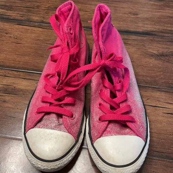 Converse canvas high tops pink,silver glitter size 3 - Picture 2 of 10